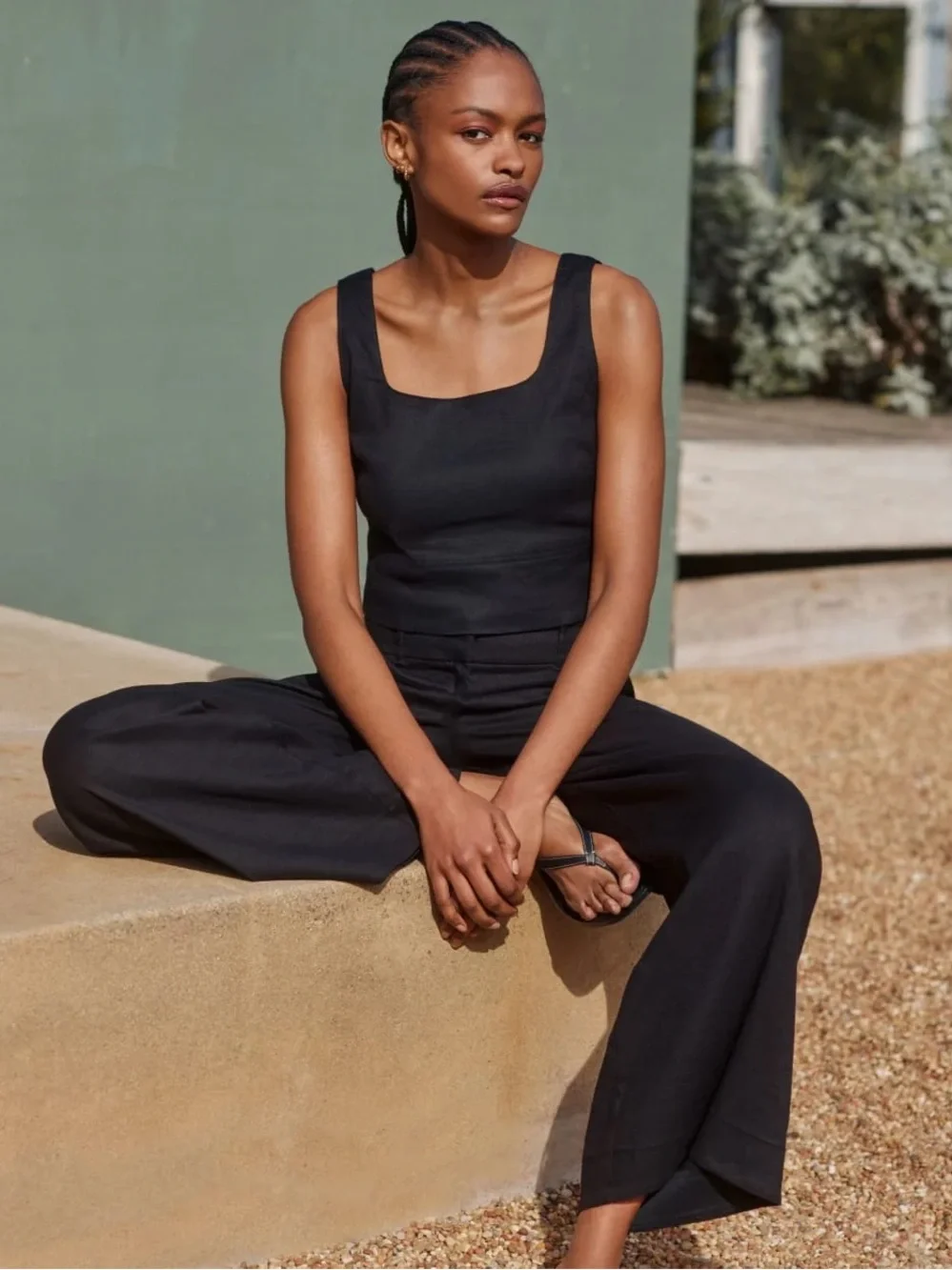 Everlane The Wide-Leg Pant Stretch Linen Black Size 8 NWOT European Flax